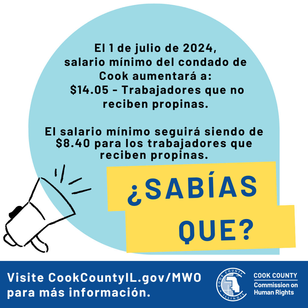El salario mínimo del condado de cook aumenta a $14.05 para trabajadores que no reciben propinas.