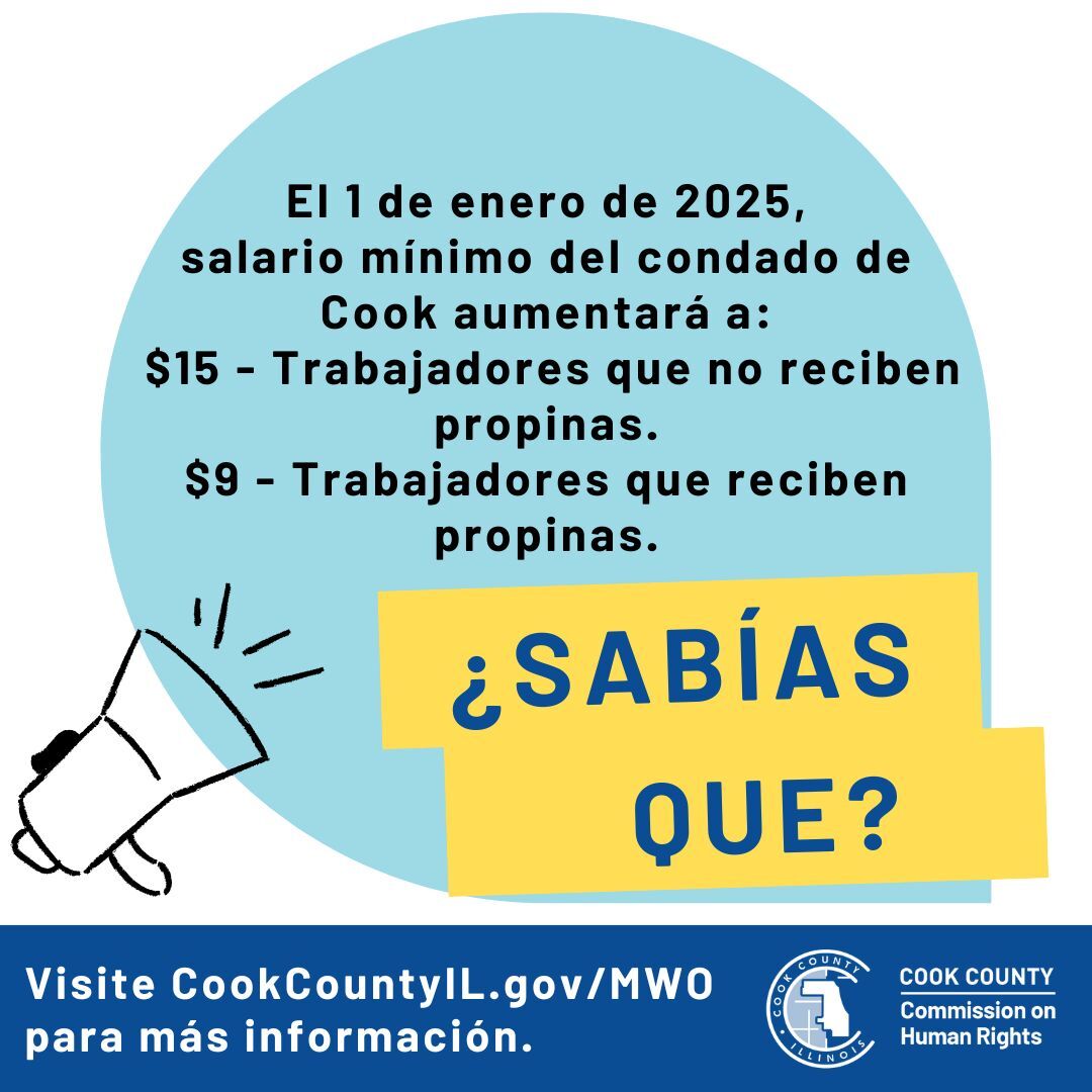 El salario mínimo aumenta a $15.00 para trabajadores que no reciben propinas y $9.00 para trabajadores que reciben propinas.