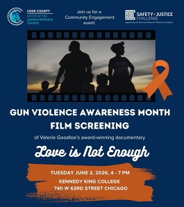 Film Screening flyer with logos and image of family holding hands