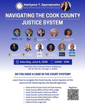 Navigating the Justice System flyer showing presenters 