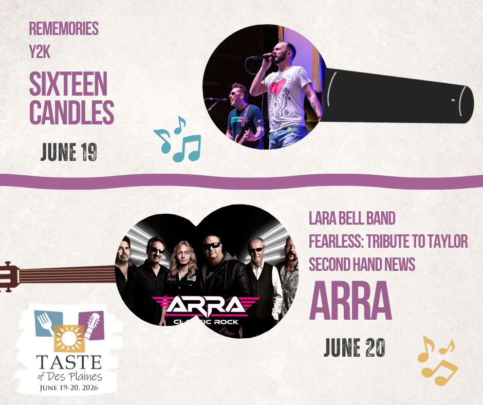 Lineup: Fri 6/19 Y2K, Rememories, Sixteen Candles; Sat 6/20 Lara Bell Band, Fearless (Taylor tribute), Second Hand News, ARRA