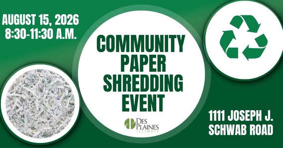 Green Paper Shredding Event infographic featuring the event date, time, location, and details for safely disposing of documents.
