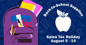 Backpack with school supplies sticking out and an apple