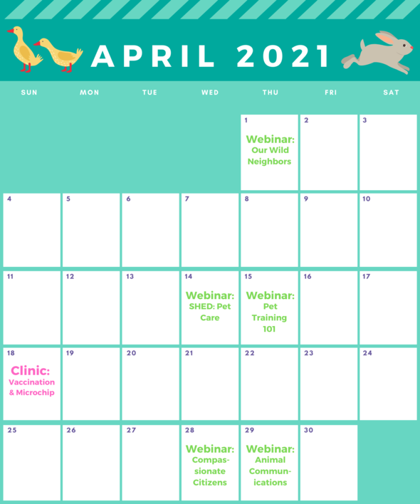 April 2021 Program Calendar