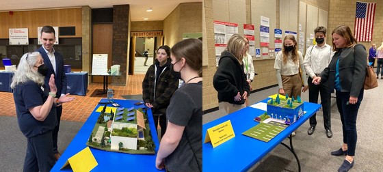 District 3 members visit with students at the Sustainable Design Challenge