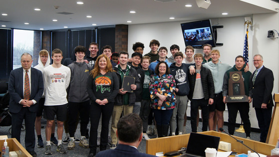 Glenbard West basketball team receives a proclamation honoring their state championship