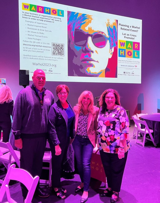 Board member Ozog attends kickoff breakfast for WARHOL exhibit coming College of DuPage in 2023.