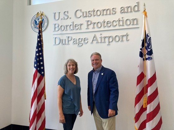 Board members Rutledge and Zay attend U.S. Customs ribbon cutting at the DuPage Airport