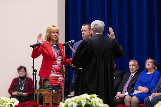 Kari Galassi takes the oath of office for County Board member.