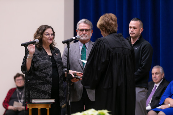 Mary FitzGerald Ozog takes the oath of office for County Board member.