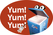 Loop the Cart speaking Yum! Yum! Yum! over a red oval background