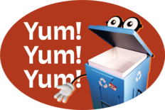 Loop the Cart speaking Yum! Yum! Yum! over a red oval background