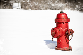 Fire hydrant in snow.
