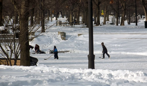 Outdoor ice skating