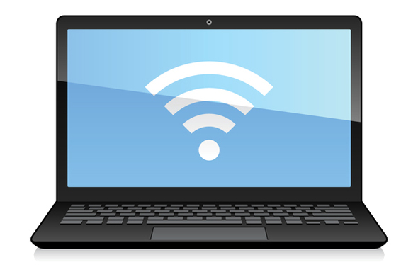 Laptop with Wi-Fi symbol