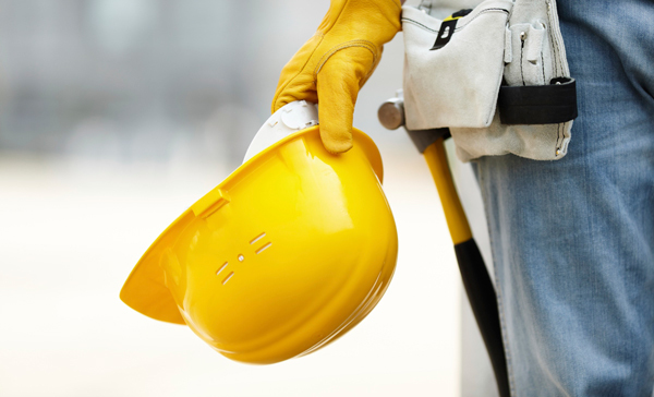 Construction worker with hardhat