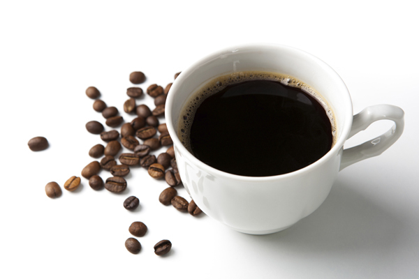 Cup of coffee and beans