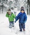 Kids Hiking in Snow