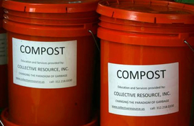 Orange compost buckets