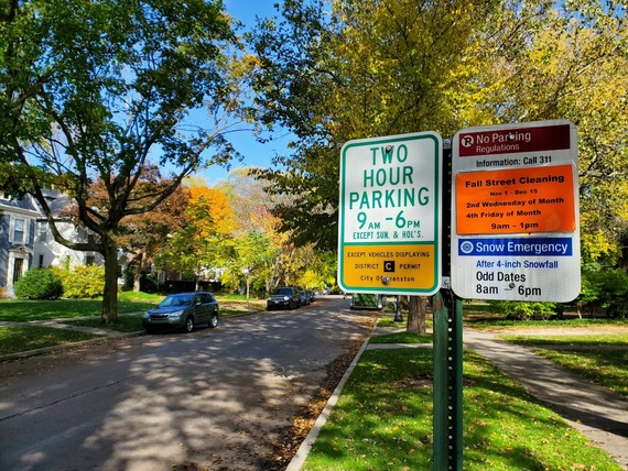 Fall street cleaning signage