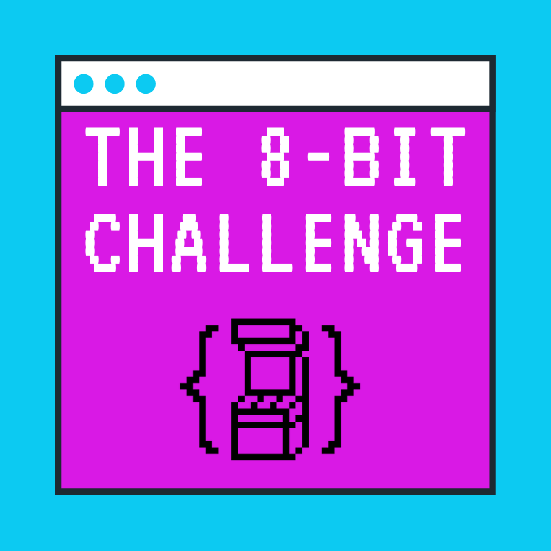 8bit challenge logo blue and pink
