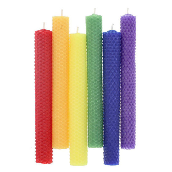rainbow colored beeswax candles