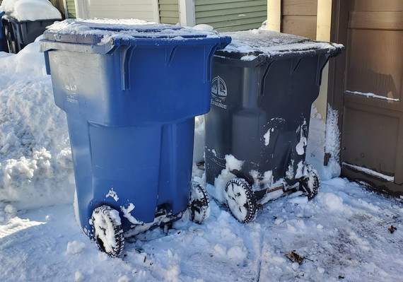 Refuse containers cleared of snow