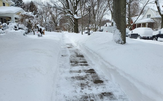 Snow shoveled sidewwalk
