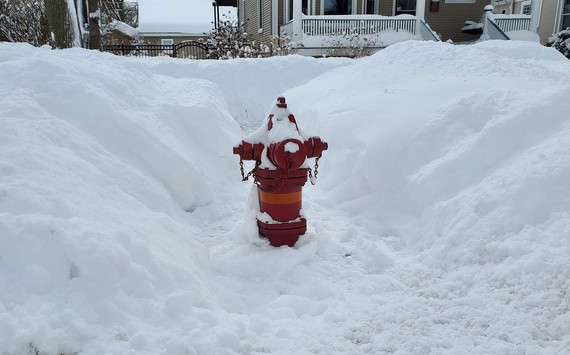 fire hydrant cleared of snow
