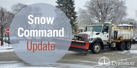 Snow Command Update graphic (plow on snowy street)