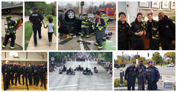 Fire and police collage