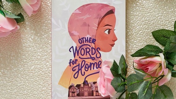 "Other Words for Home" by Jasmine Warga on a white background with flowers.