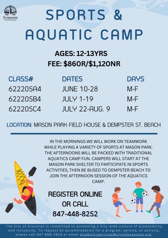 Sports and aquatic camp poster