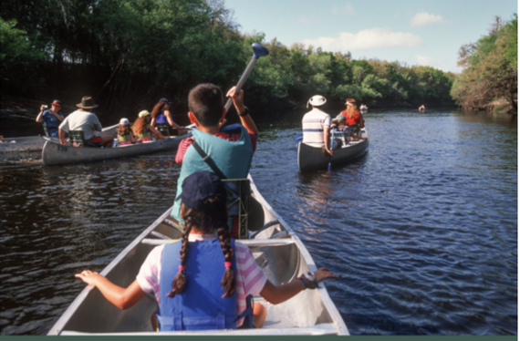 families canoeing