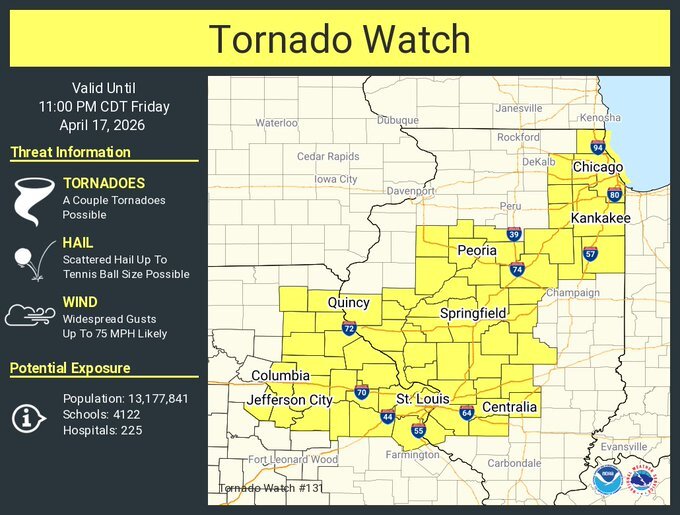 Weather Alert: National Weather Service Issues Tornado Watch & Flood Watch