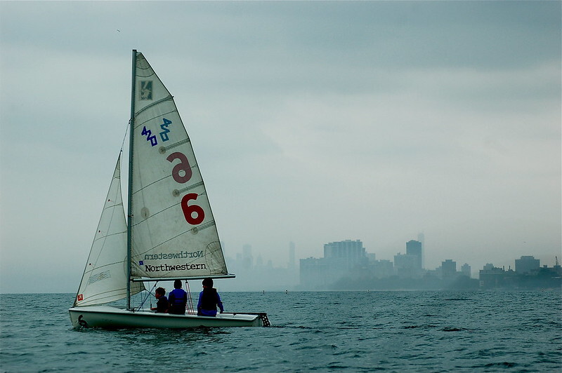 Boat sailing on Lake Michigan
