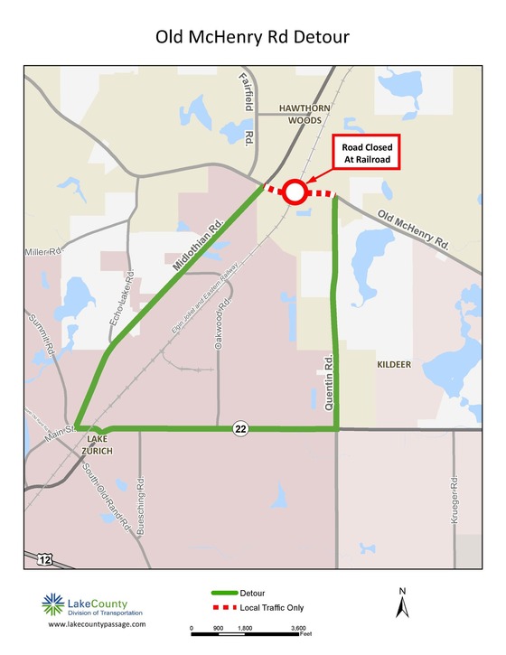 Old McHenry Rd Detour for RR repair