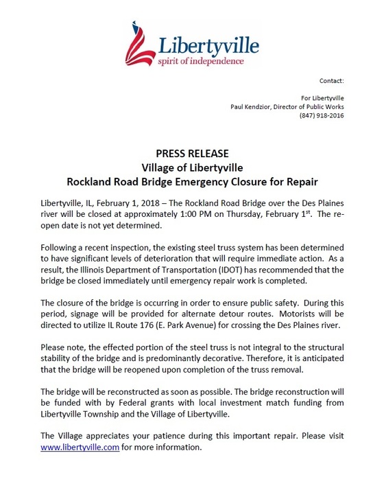 Libertyville Press Release Feb 1 2018