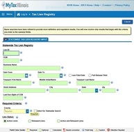 screenshot of tax lien registry