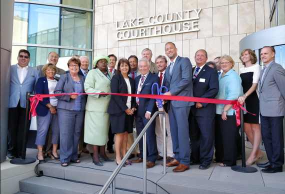 Court tower ribbon cutting