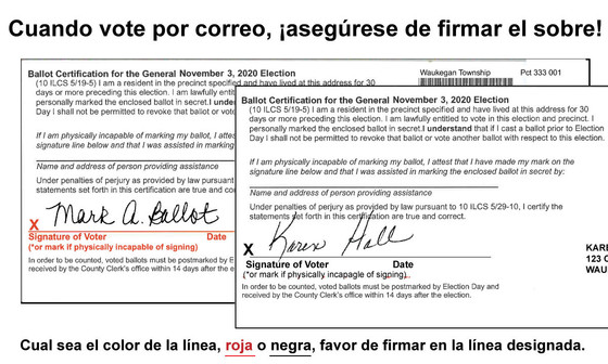 Cuando vote por correo, ¡asegúrese de firmar el sobre!