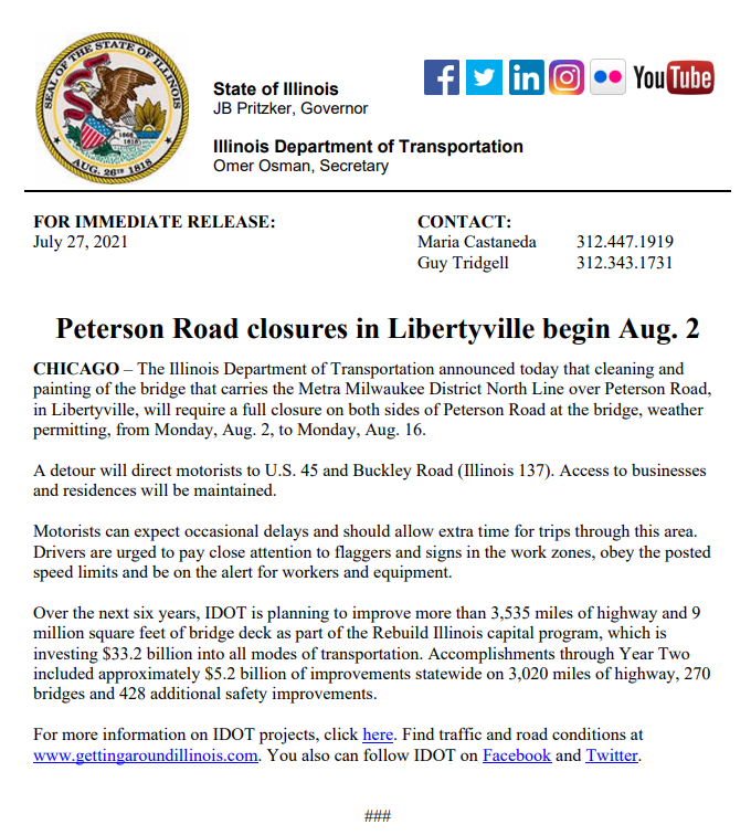 IDOT News Release