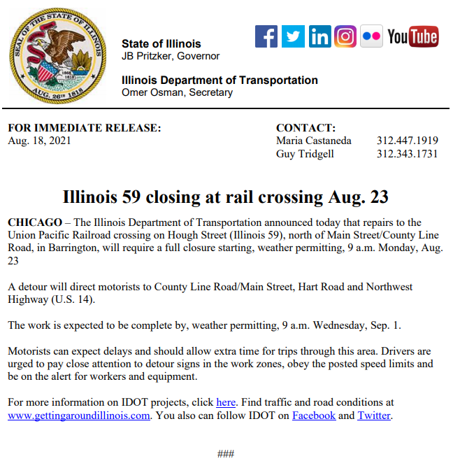 IL 59 Closing