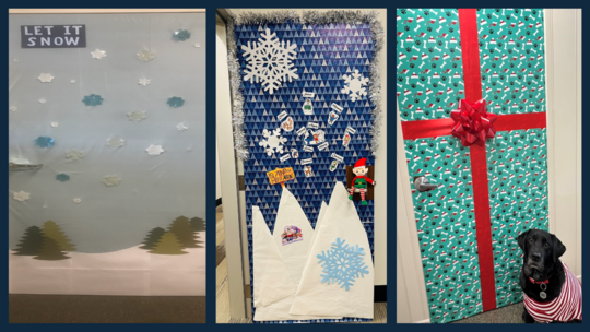 Doors with holiday décor 