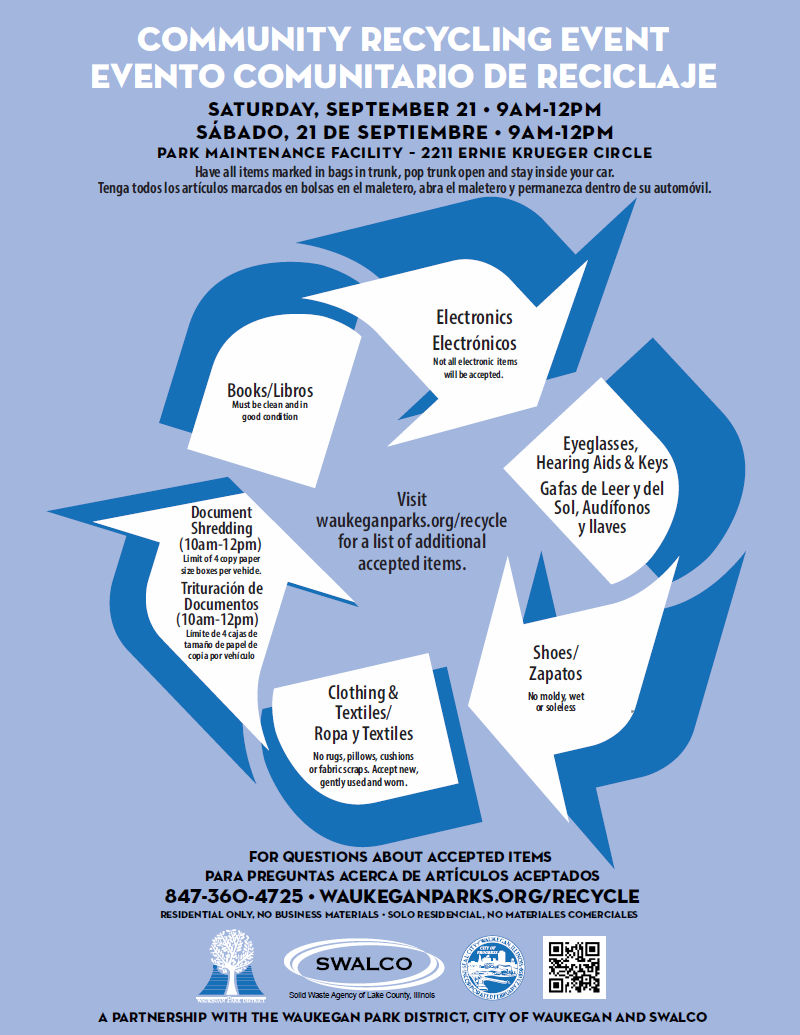 SWALCO Community Recycling Event Flyer 2024 Waukegan