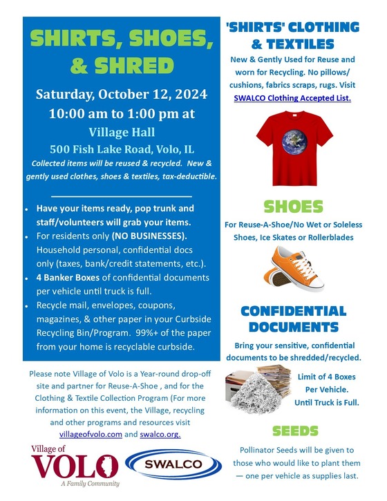 Shirts Shoes and Shred Event with Village of Volo and SWALCO October 12 2024