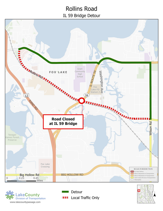 Rollins Road to Close for Illinois Route 59 Bridge Painting 
