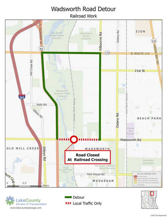 Wadsworth Road Detour Map