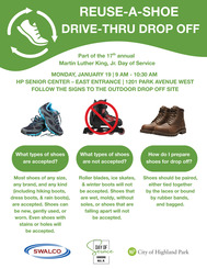 Highland Park Reuse-A-Shoe Drop-Off Event Flyer 2026