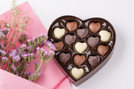 Chocolates in a heart-shaped box